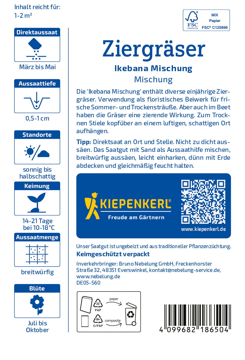 Ziergräsersamen Ikebana Mischung
