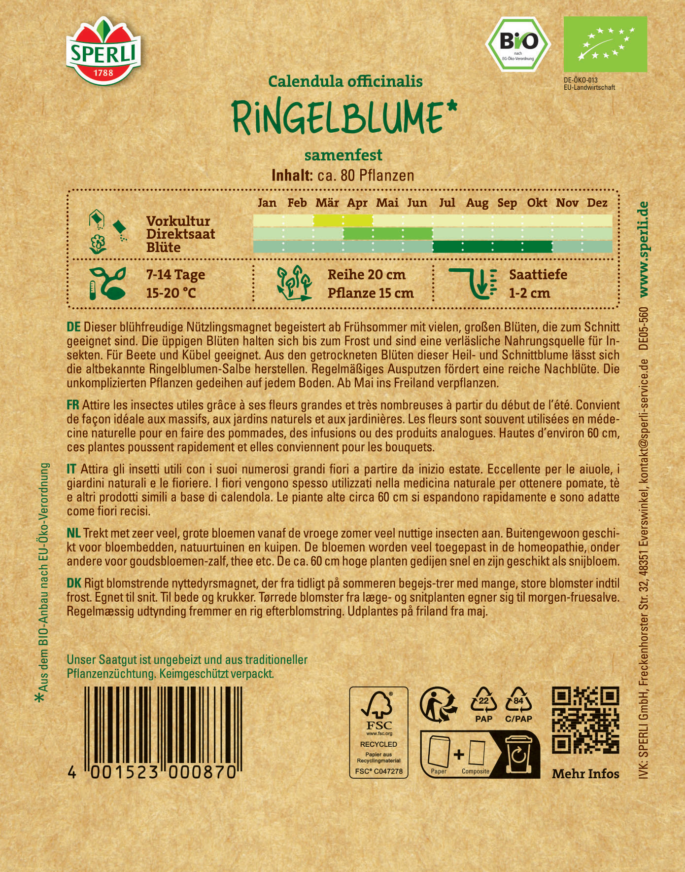 BIO Ringelblumensamen