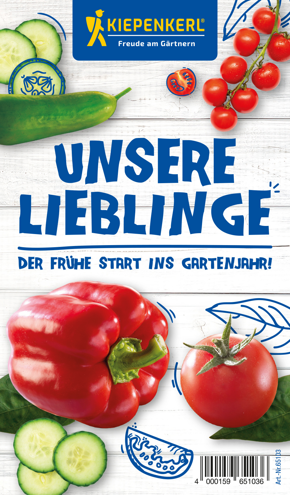Verschiedene Tomaten, Paprika, Gurke, Leaflet Illustrationen auf weißem Holzuntergrund.