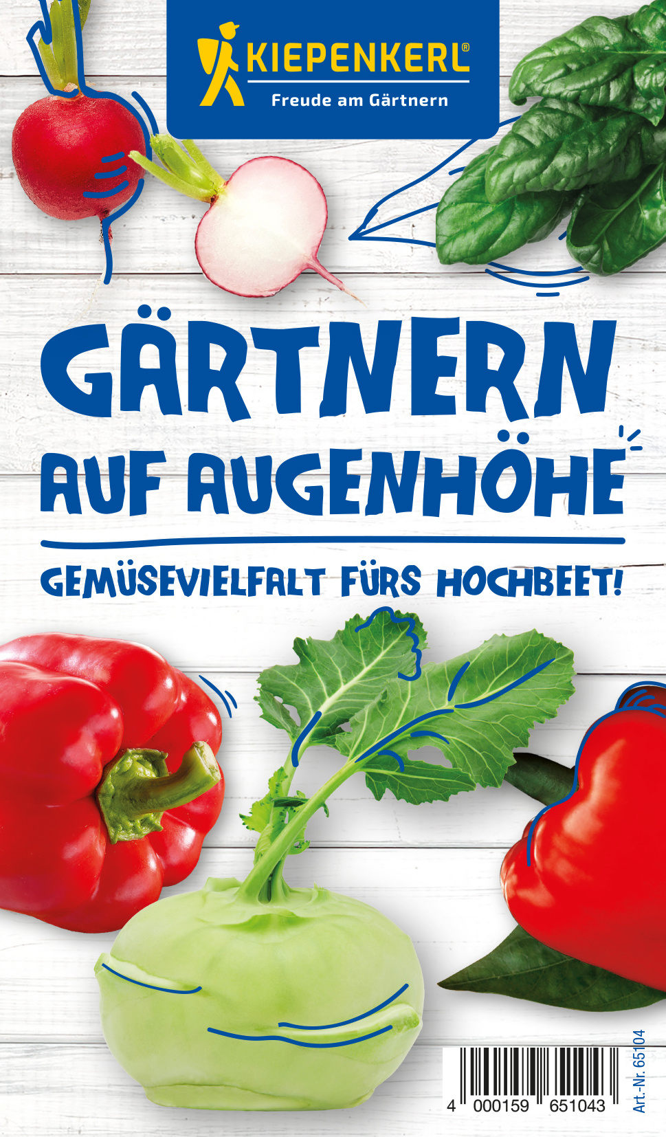 Bunte Gemüse auf weißem Holz Hintergrund, Radieschen, Paprika, Kohl, Basilikum, Karotte, Zeichnungen.