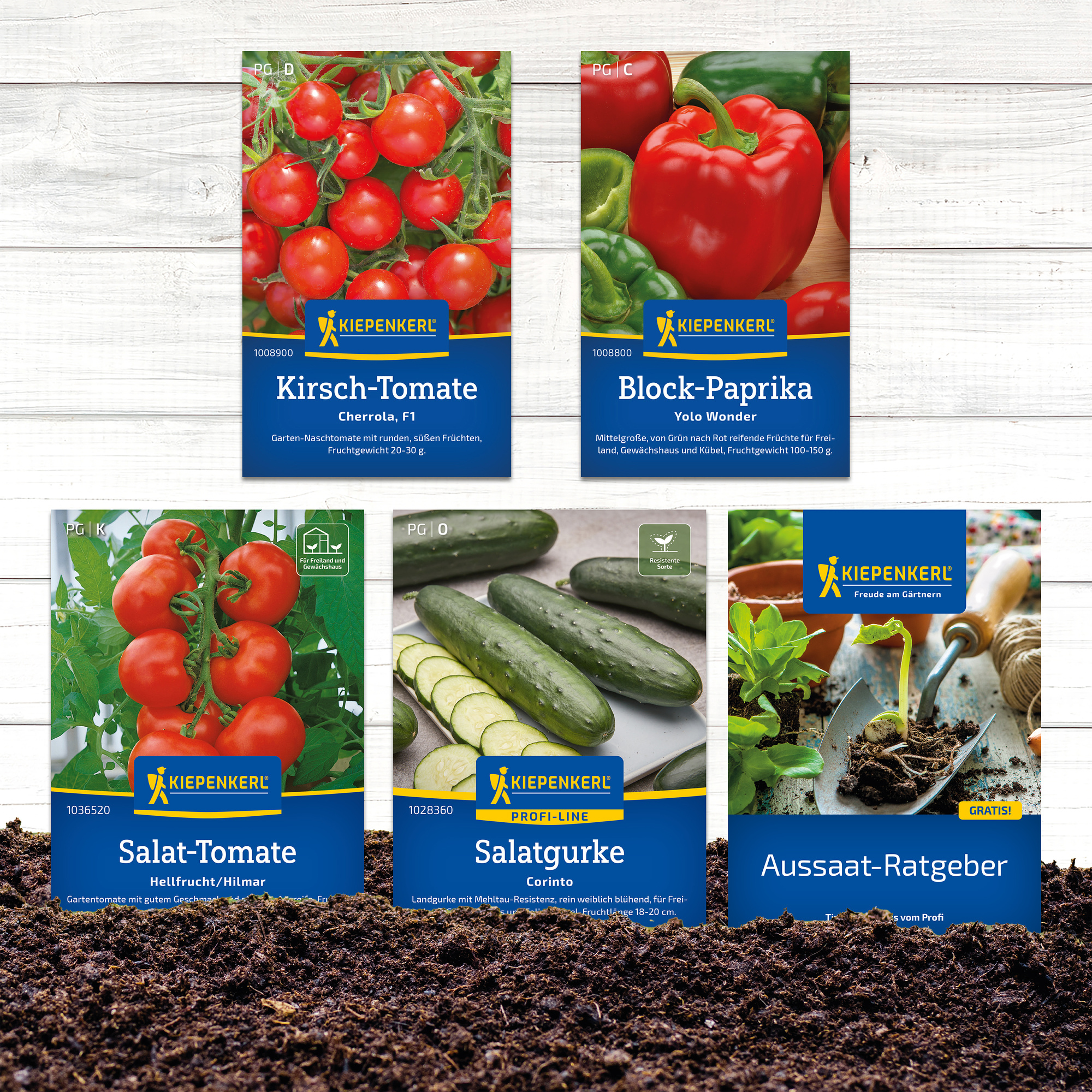 Samen mit Samenpackungen überschuhen, Erde sichtbar, im Garten gepflanzt.
