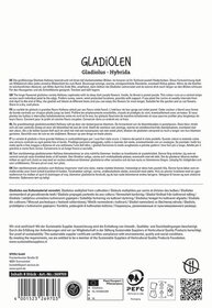 Textblock mit Produktbeschreibung, Anwendungsinformation und Zertifizierungsdetails in mehreren Sprachen.