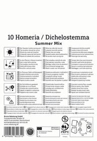 Anleitungssymbole, Produktbeschreibung, Barcode, Adresse, Logos, Pflanzpass, Recycling- und Umweltinformationen.