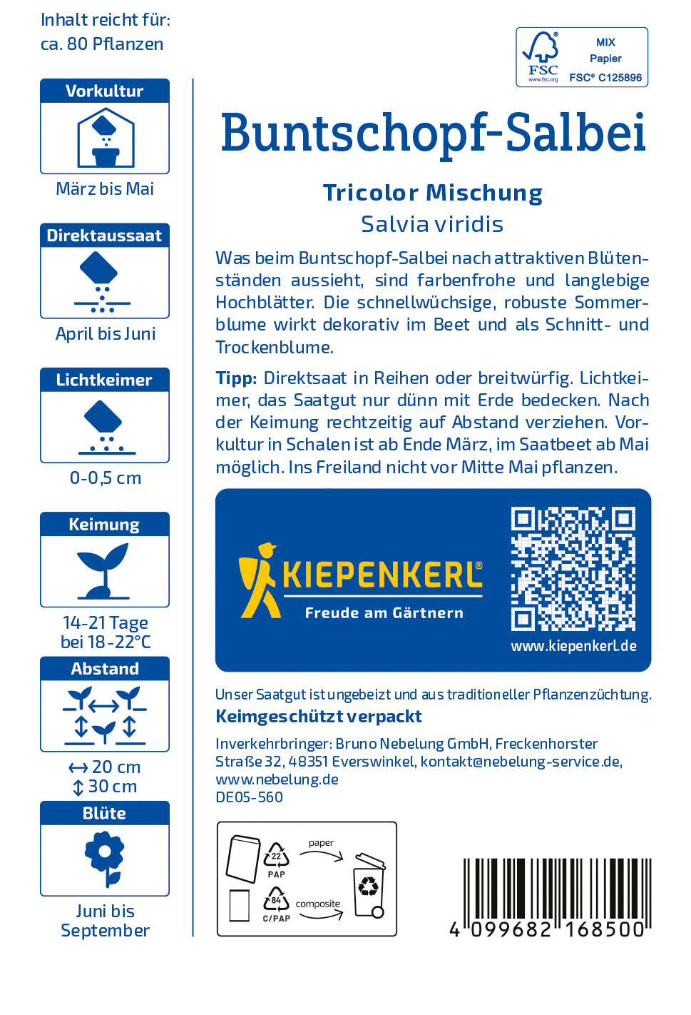 Buntschopf-Salbeisamen Tricolor Mischung