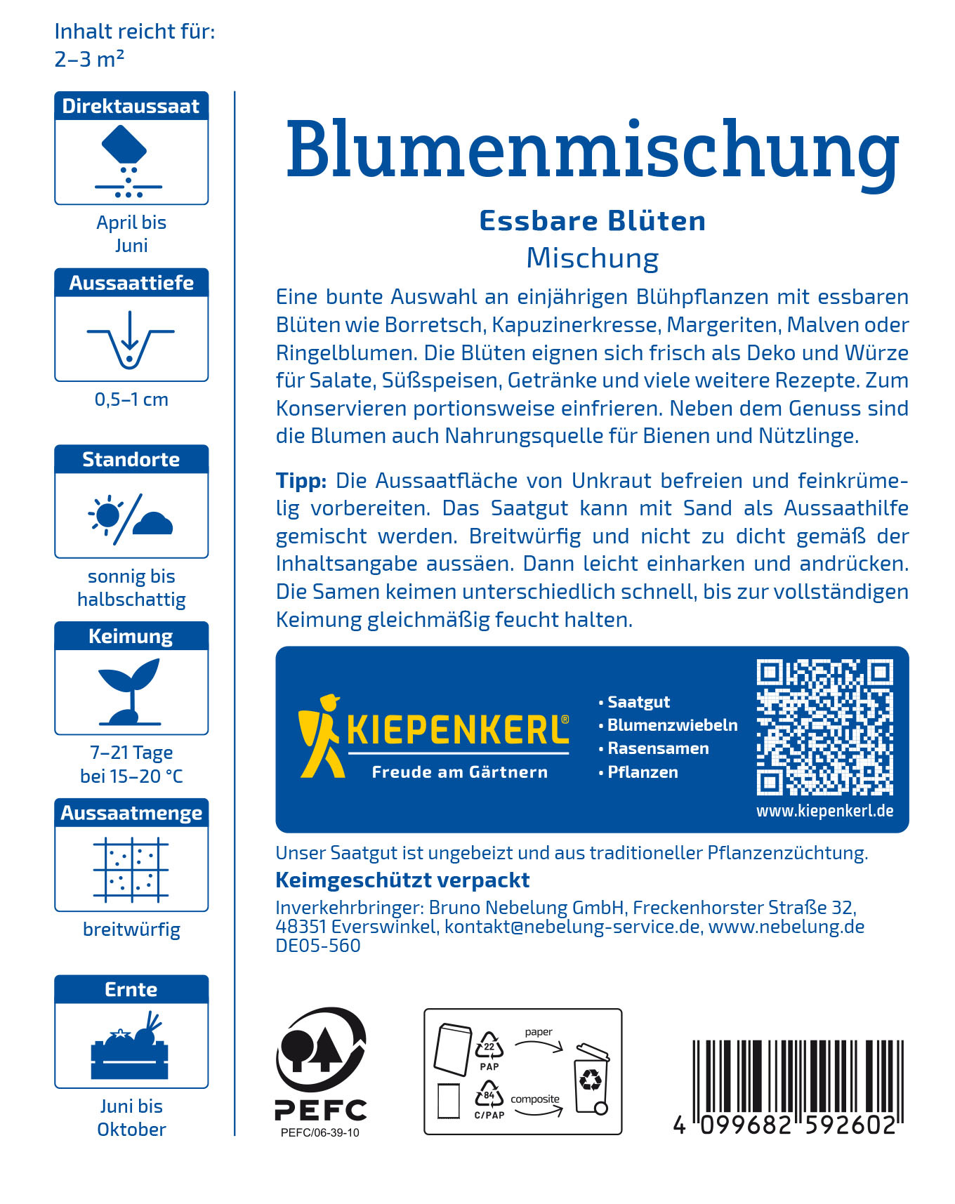 Blumensamen-Mischung Essbare Blüten