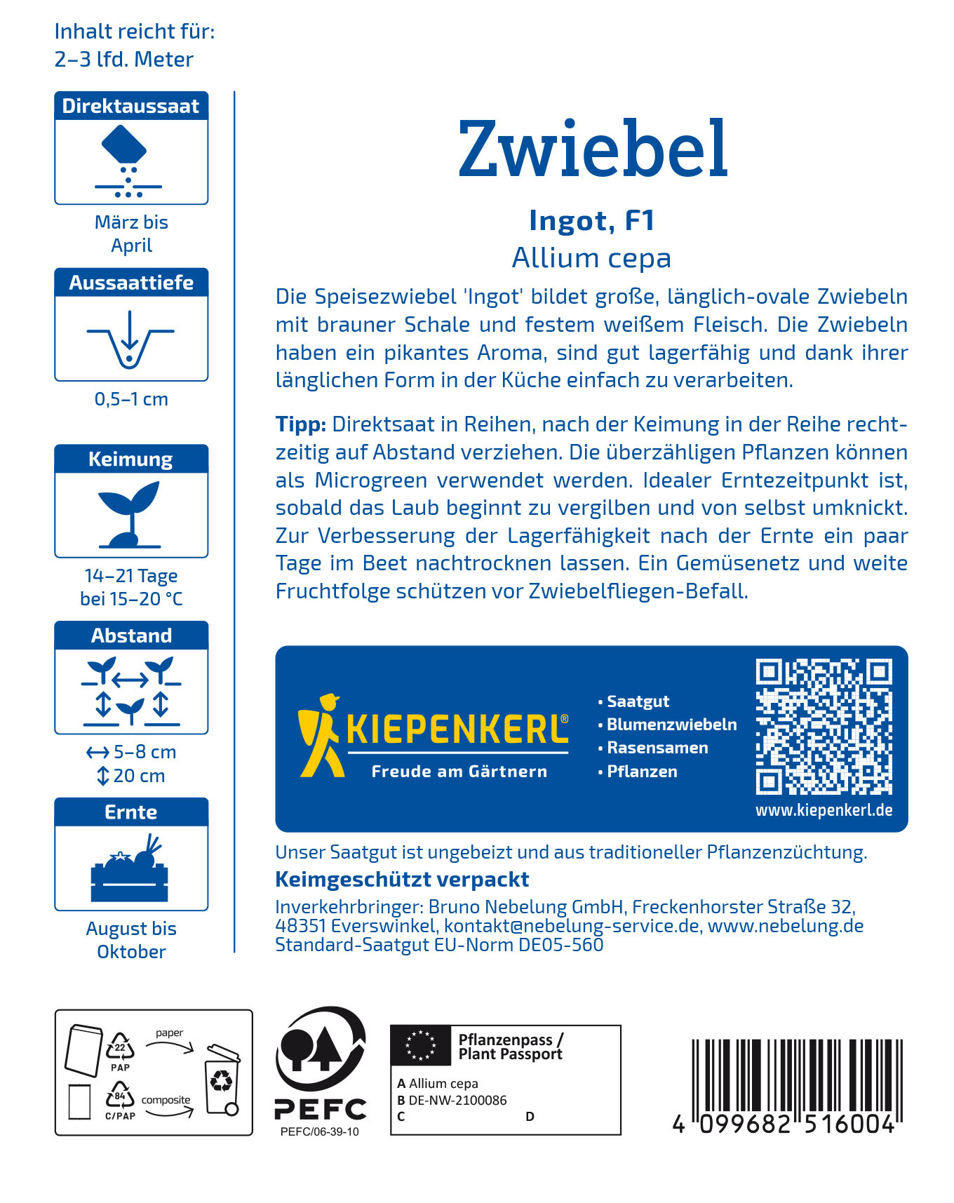 Zwiebelsamen Ingot, F1 