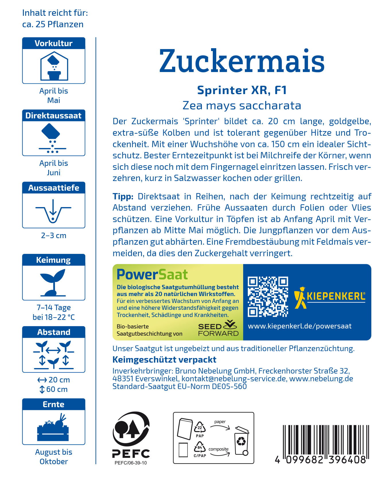 Zuckermaissamen Sprinter, F1, PowerSaat