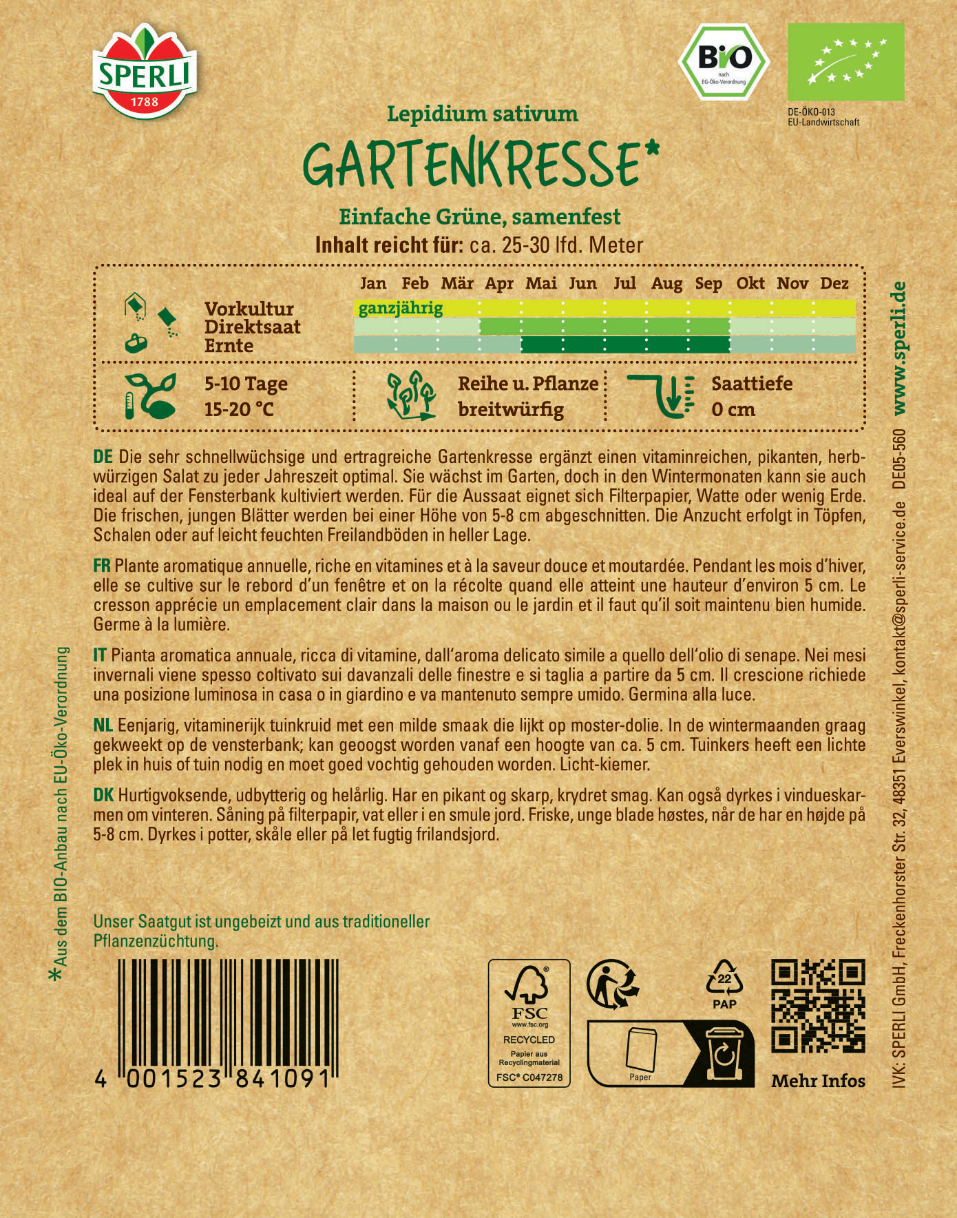 BIO Gartenkressesamen
