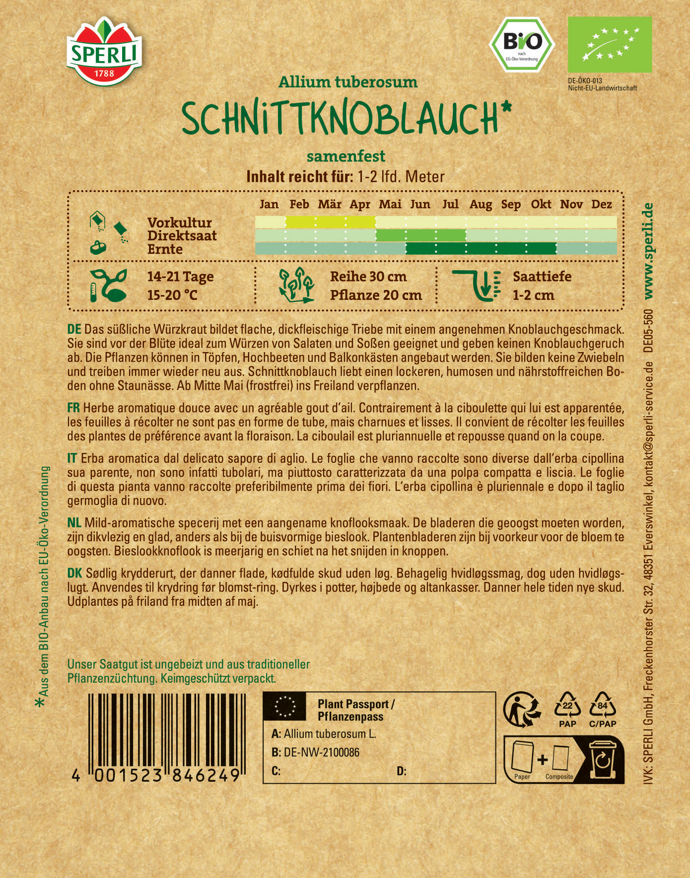 BIO Schnittknoblauchsamen
