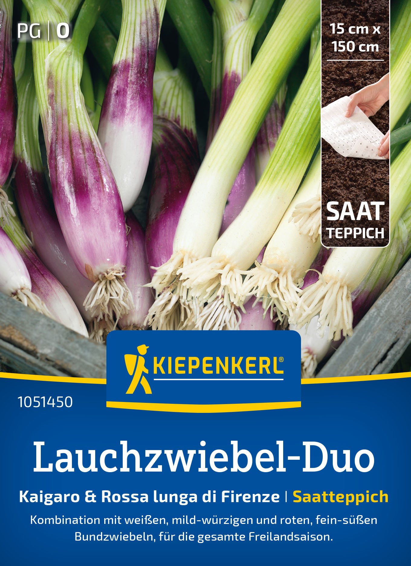 Lauchzwiebelnsamen-Duo Kaigaro,Rossa Lunga di Firenze, Saatteppich