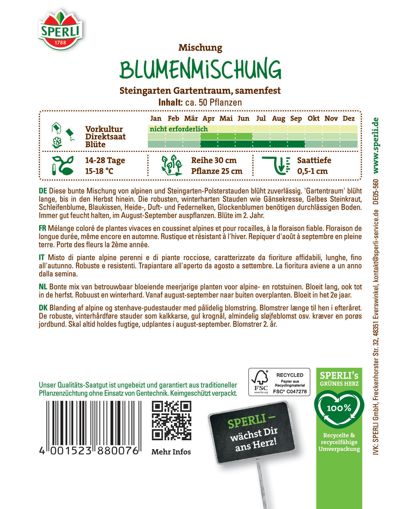 Blumenmischung Steingarten-Mischung Gartentraum