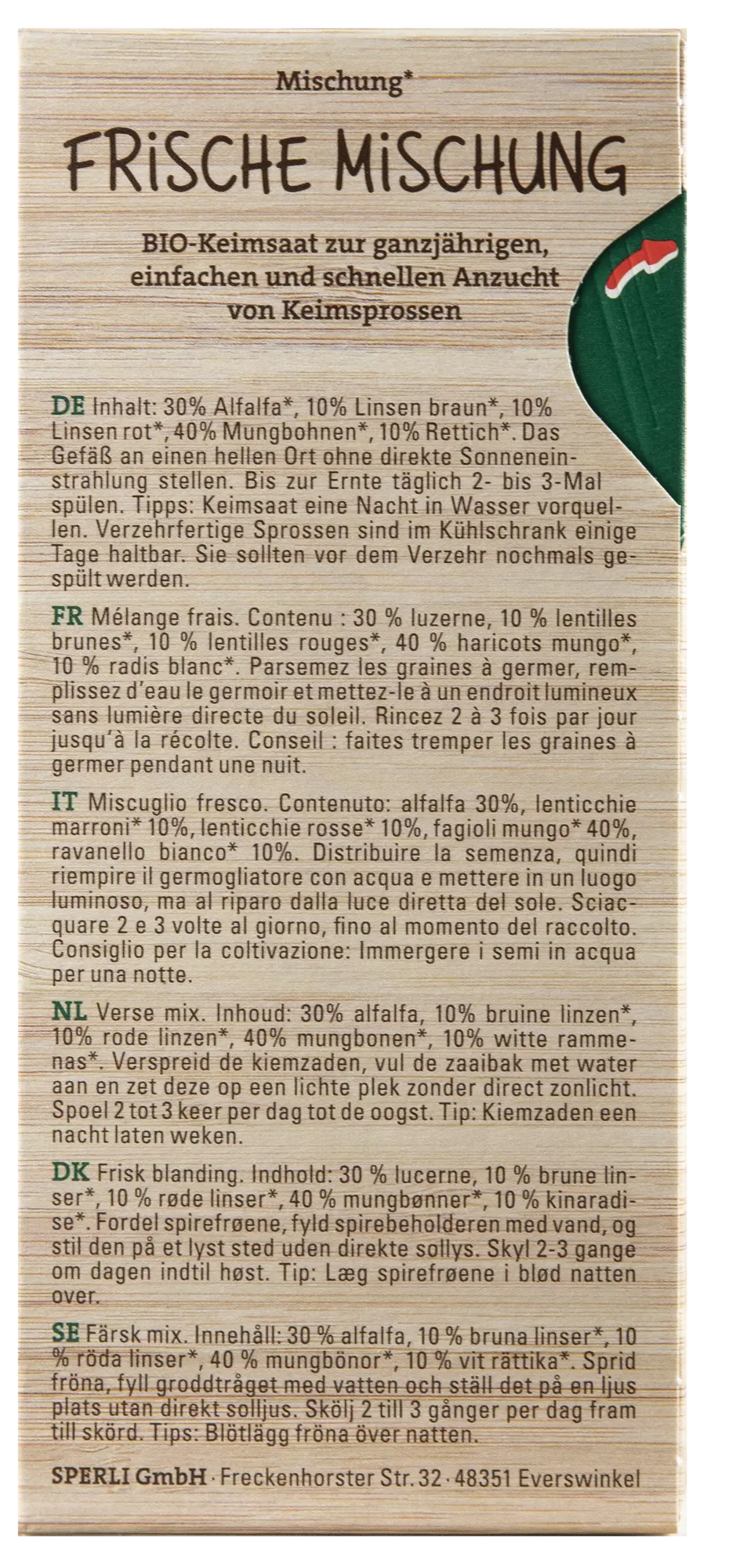 BIO Keimsprossen-Saat Frische Mischung