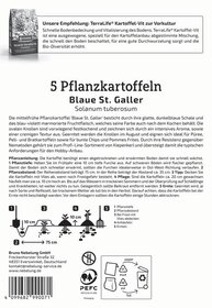 Text mit Anweisungen und Beschreibung zur Pflanzung von blauer St. Galler Kartoffeln.