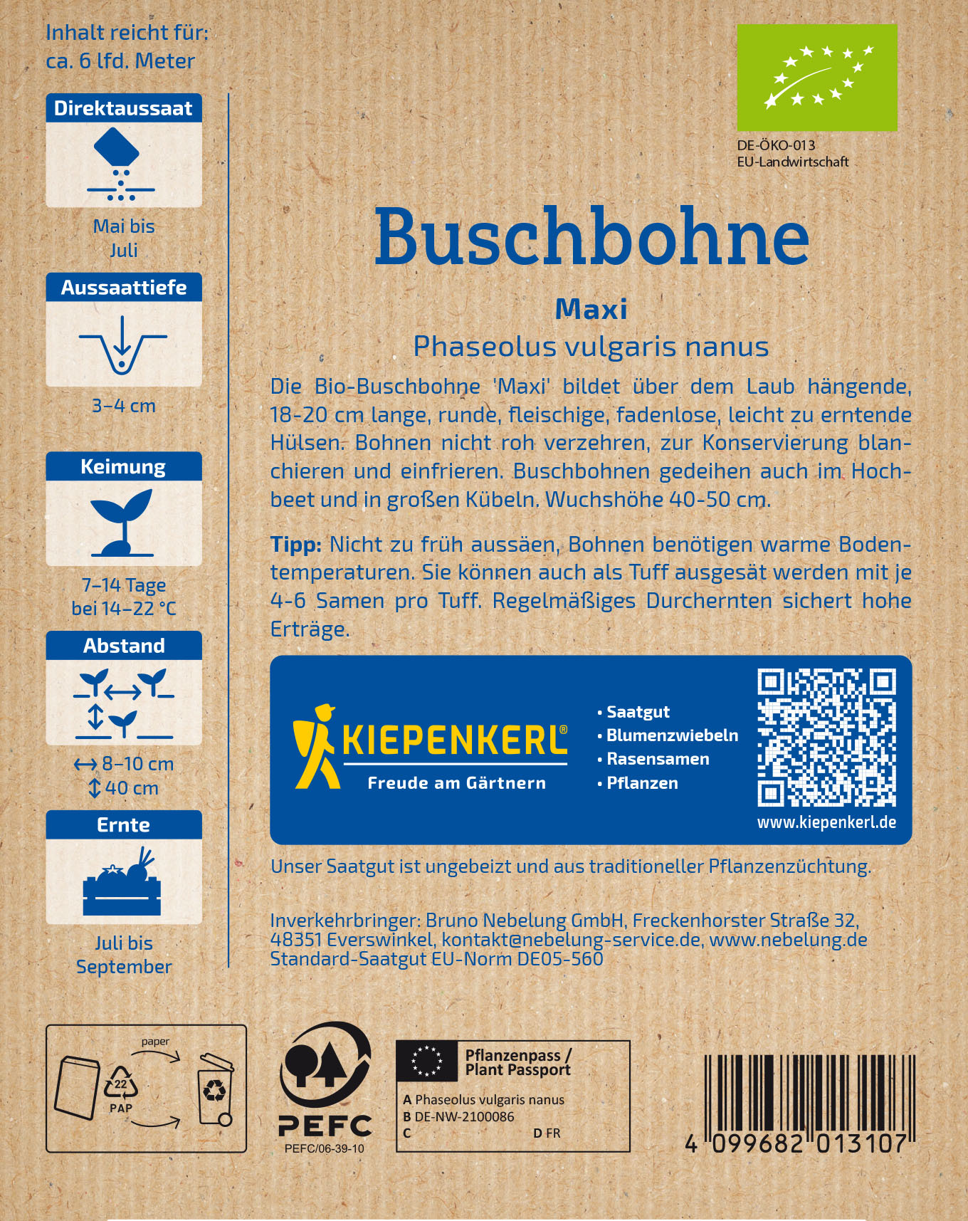 BIO Buschbohnensamen Maxi