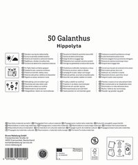 Pflanzenpass mit Informationen zu 50 Galanthus beziehungsweise Hipployta, Symbole und Kontaktadresse.