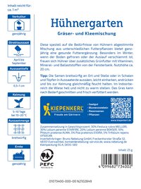 Anleitung, QR-Code, Logo, pflanzenart, Dickung, Packungsangaben, Blumentöpfe, Saatgut, Ernte, Pflanzendünger, Symbol PEFC, Barcode.