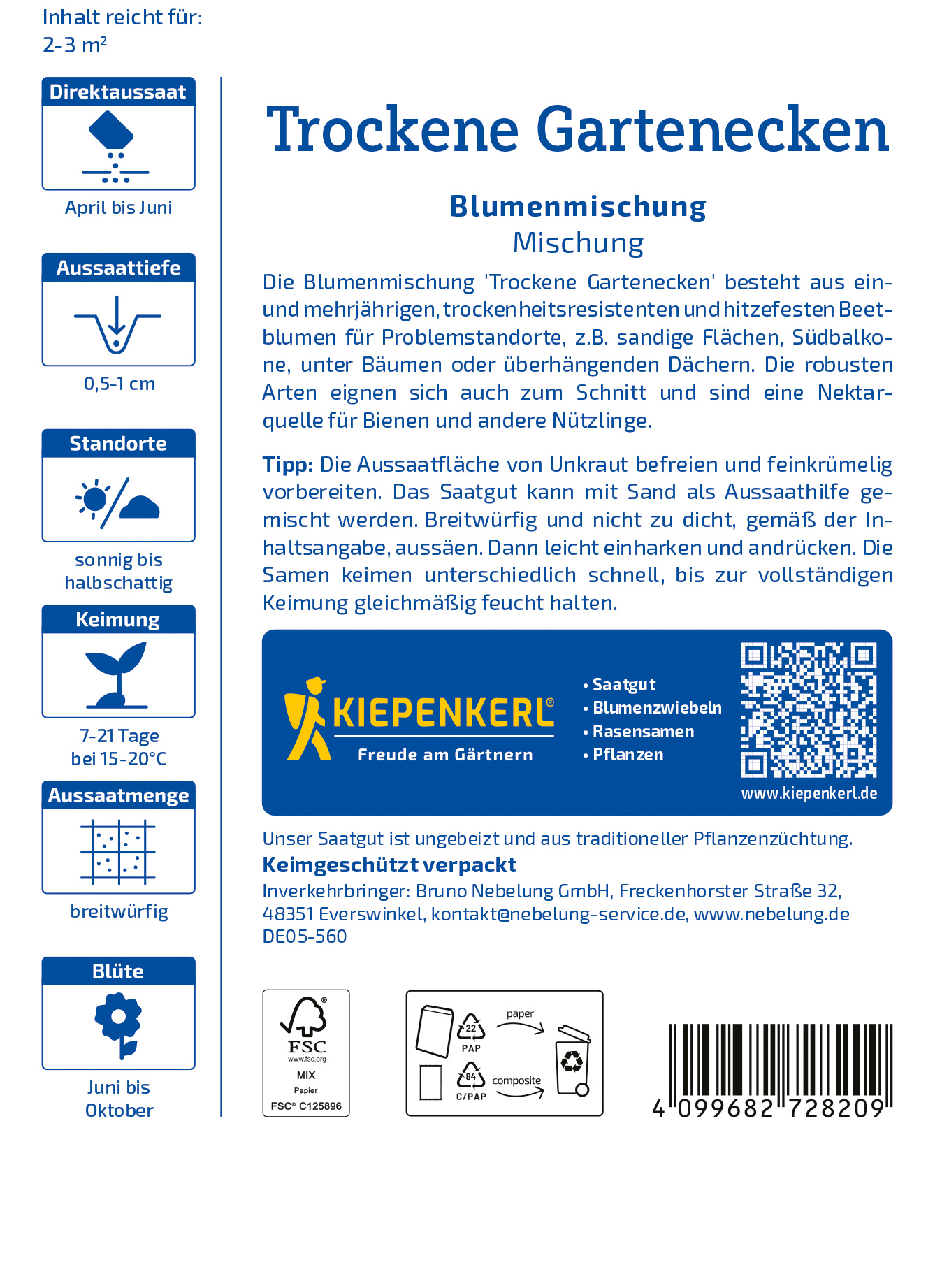 Blumensamen-Mischung Trockene Gartenecken