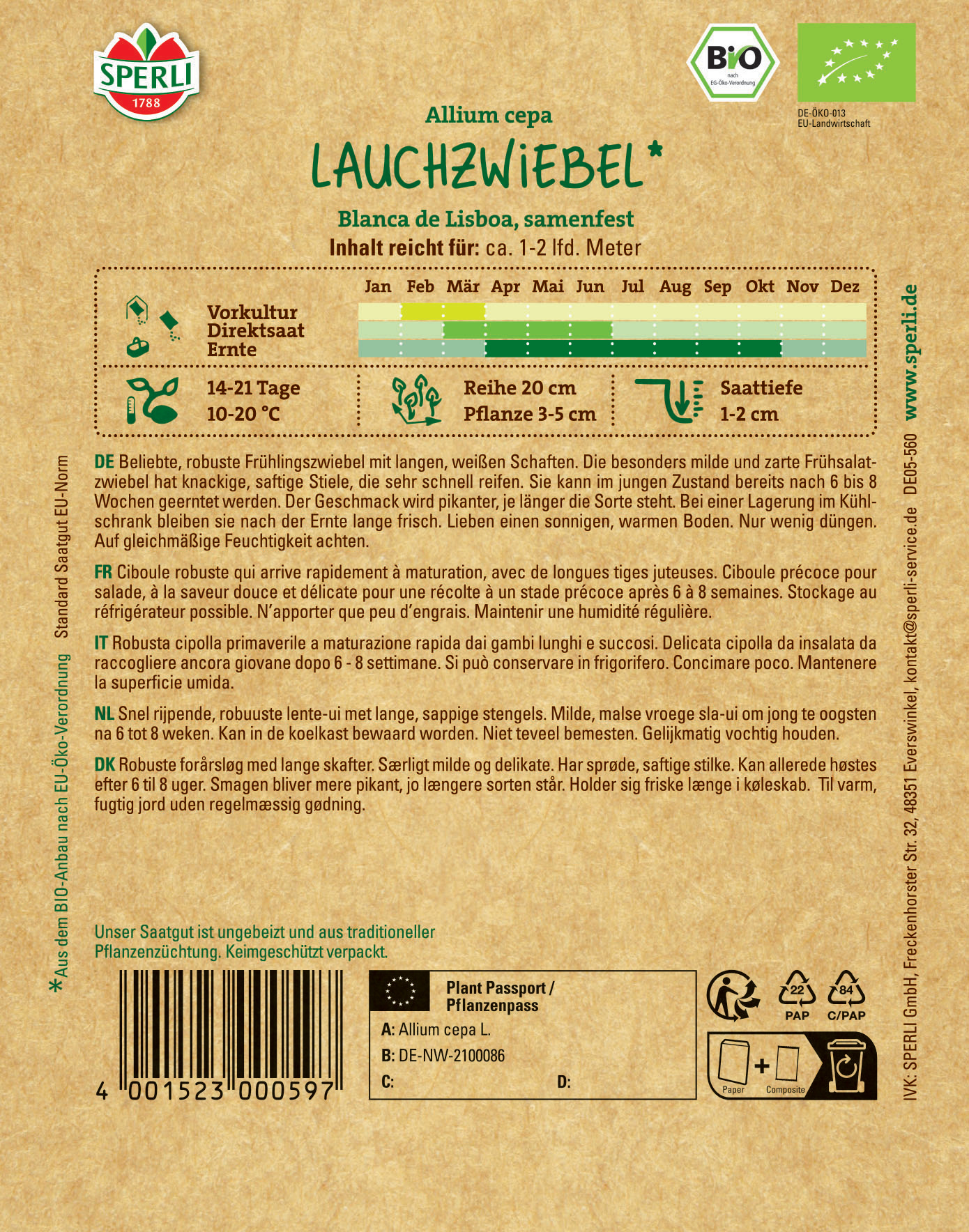 BIO Lauchzwiebelsamen