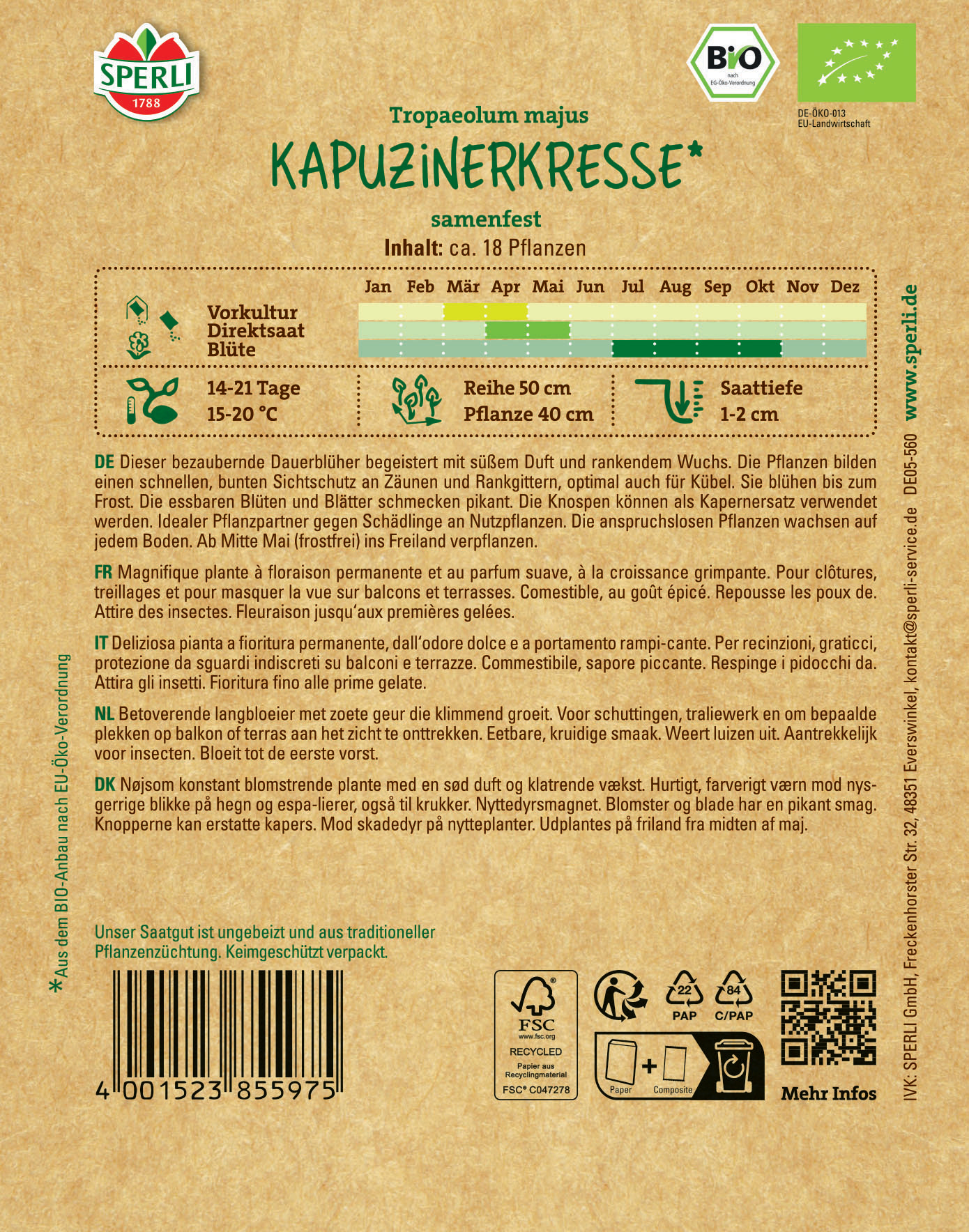 BIO Kapuzinerkressesamen