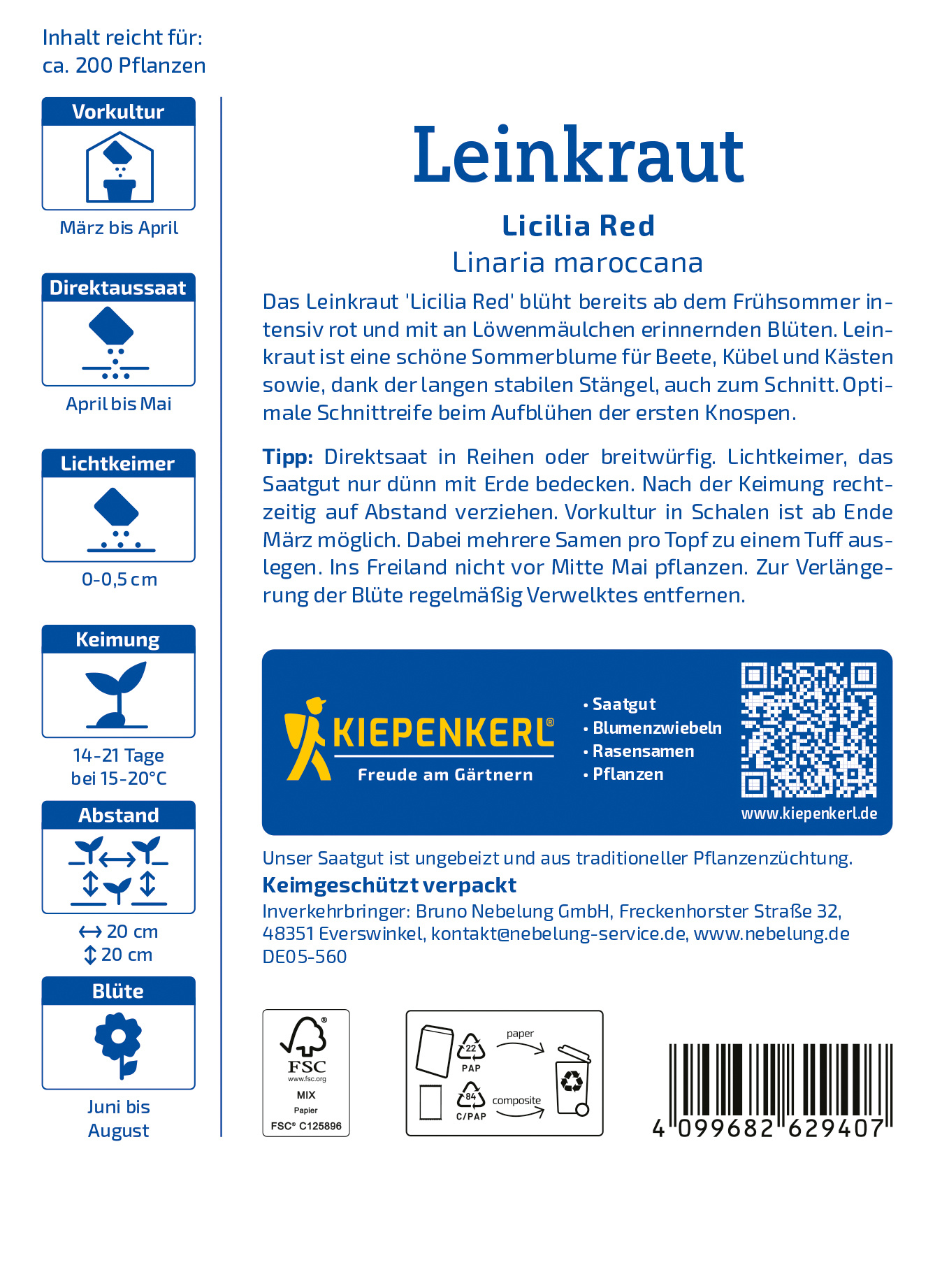 Leinkrautsamen Licilia Red