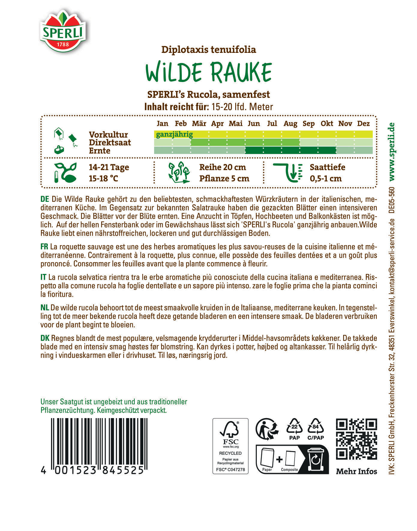 Wilde Raukesamen SPERLI's Rucola