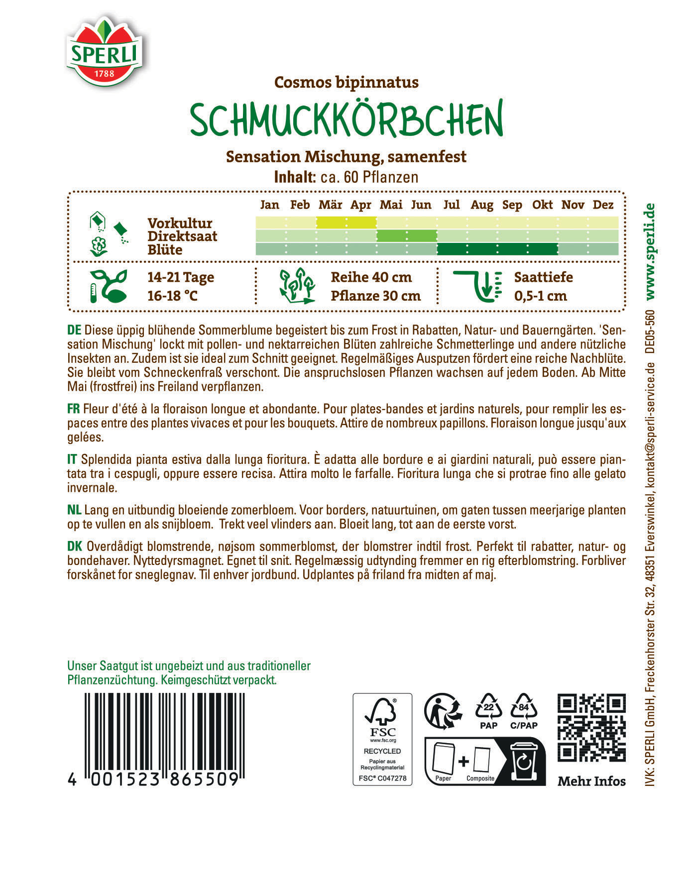 Schmuckkörbchensamen Sensation Mischung
