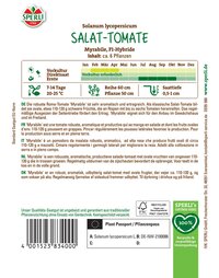 Pflanzensamenblatt mit Anbauhinweisen, Infos in mehreren Sprachen, Farblogo und Barcode auf weißem Hintergrund.