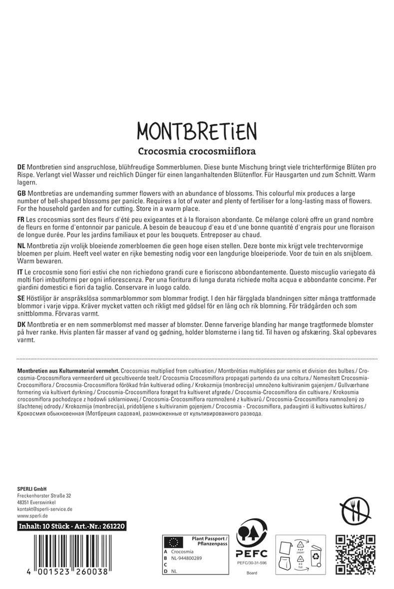 Montbretien Kleinblumiger Mix