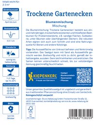 Angebotenes Saatgut für trockene Gartengehölze und Stauden, im Querschnitt rund, vorwiegend in Aprilt June.