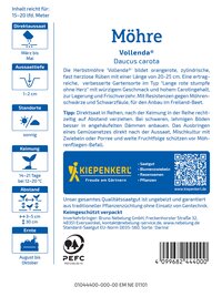 Bündel mit säenden Möhre Vollenda, orangefarbene Wurzeln, grüne Blätter oben, auf weißem Hintergrund.