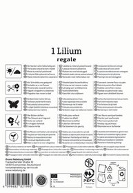 Anleitungstext, Pflanzenschnitt, Symbolkarten, Herstellerinformationen, Recycling- und Verpackungssymbole.