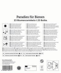 Bild mit Anleitungen für Bienenparadies mit 23 Blumenzwiebeln und 23 Bulbs, inklusive Pflanzanweisungen und Produktdetails.