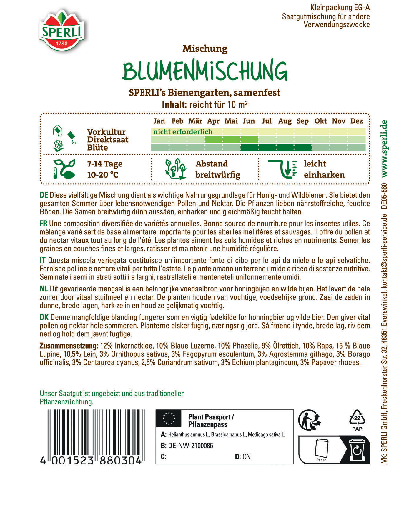 Blumensamen-Mischung SPERLI's Bienengarten