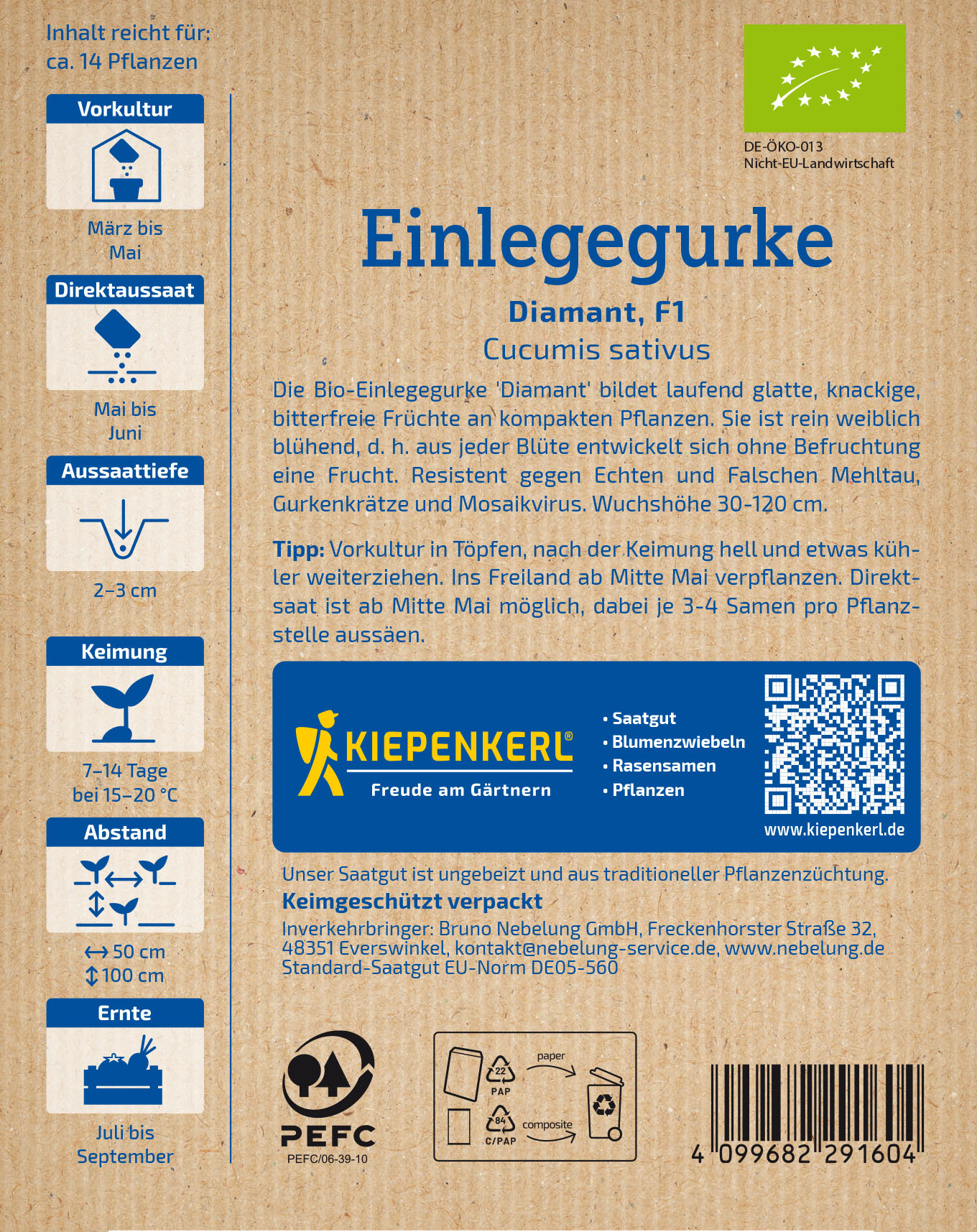 BIO Einlegegurkensamen Diamant, F1