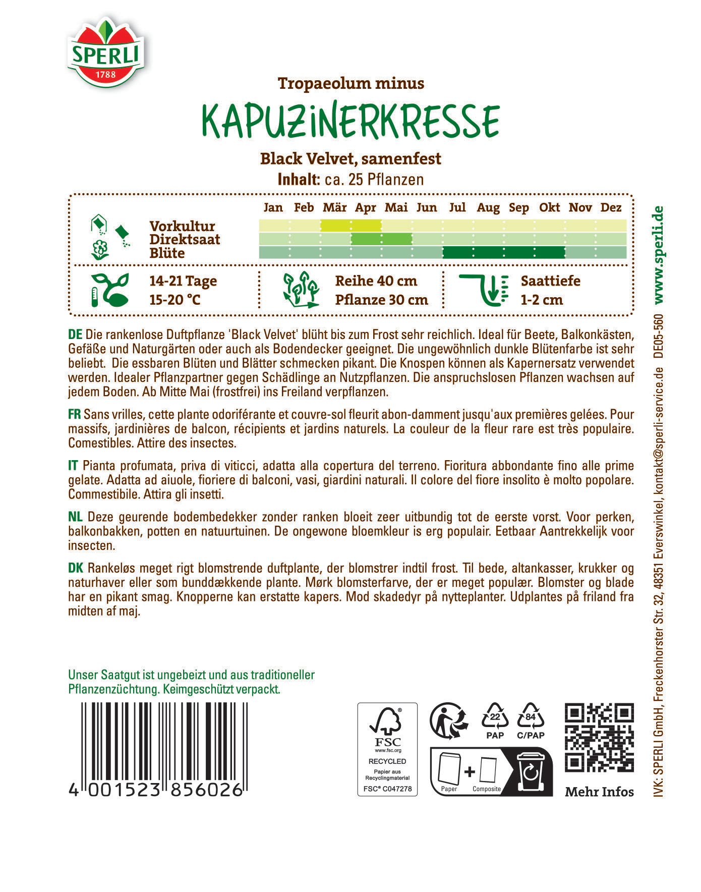 Kapuzinerkressesamen Black Velvet