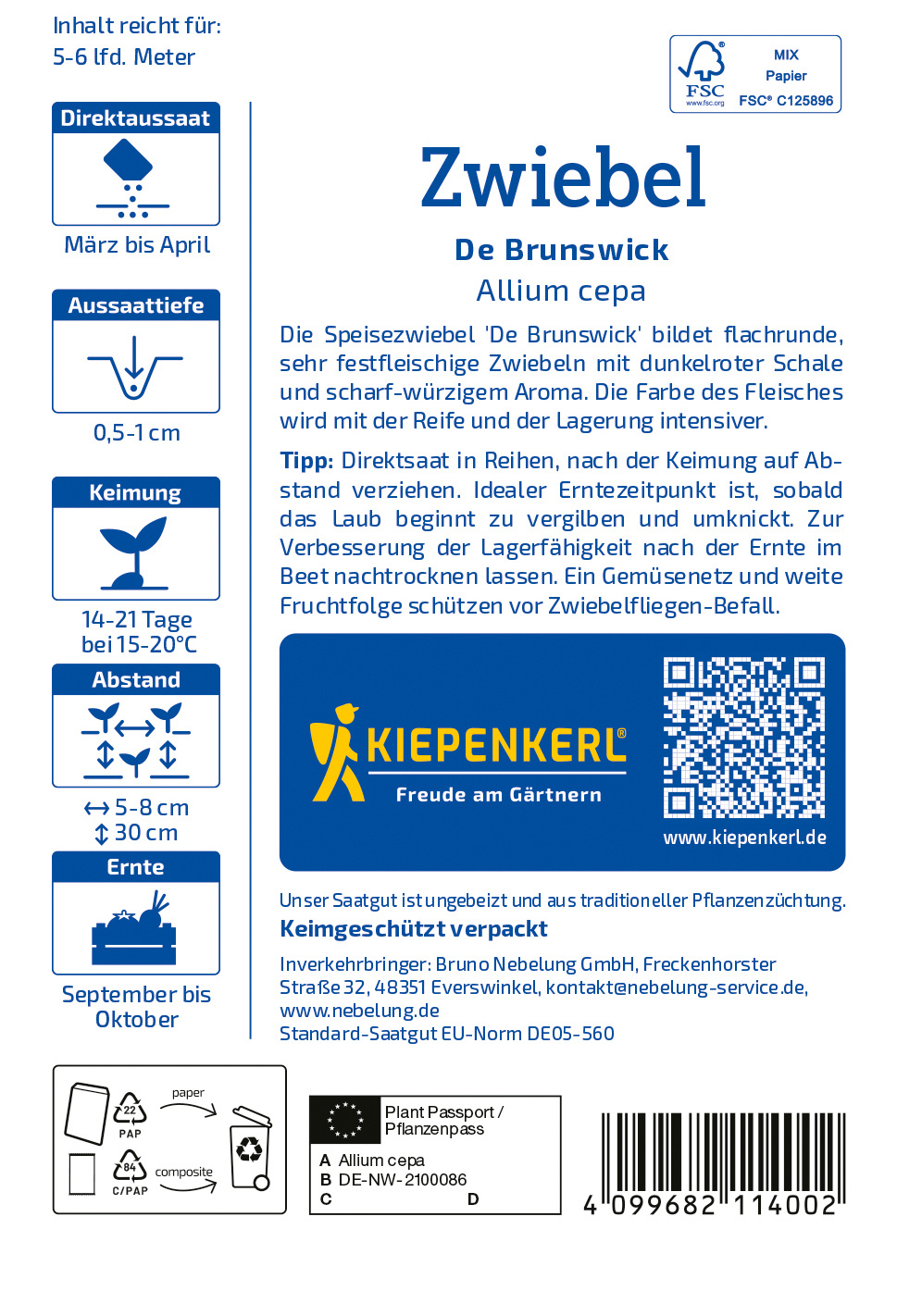 Zwiebelsamen De Brunswick