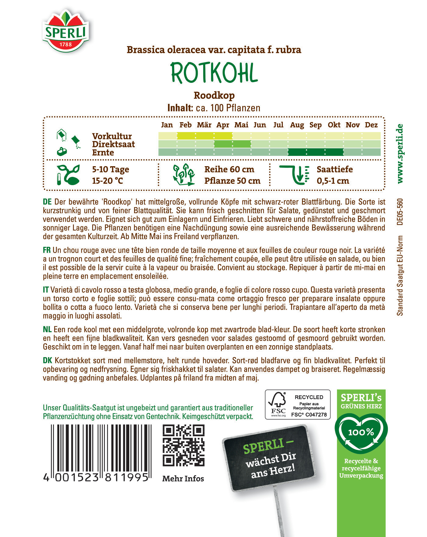 Rote Kohlkopf mit schwarzen roten Blattrand, siehe Beschreibung und Anbauhinweise.