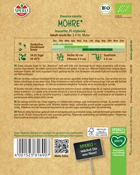 Saatkartoffel mit grünem Herz Logo, Text und Barcode.