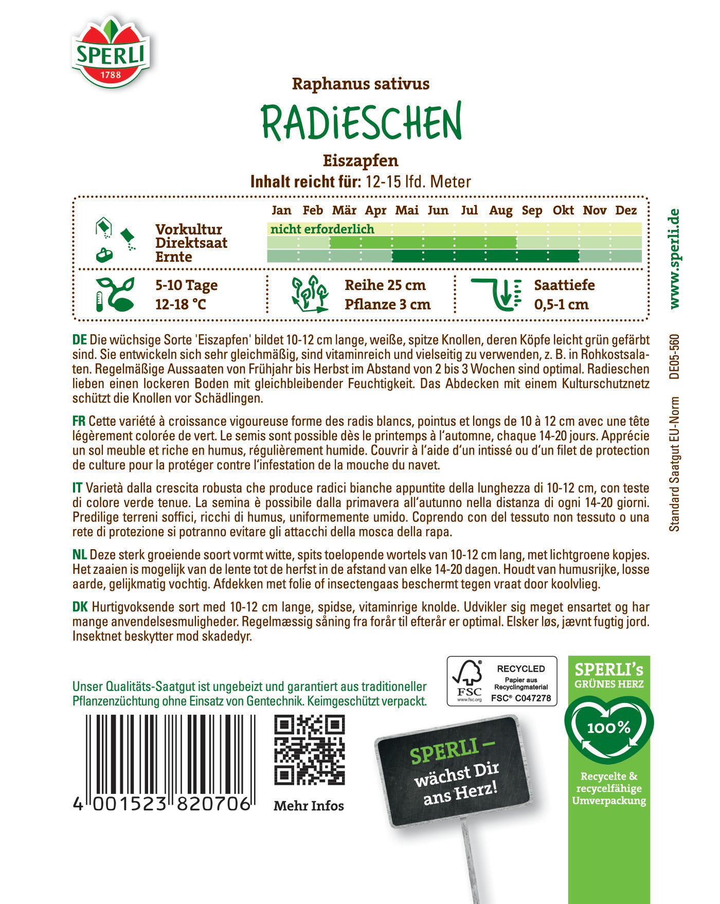 Radieschen, runde, weiße Wurzeln, grüne Blätter, ca. 10-12 cm lang
