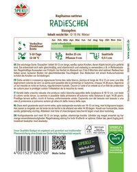 Radieschen, runde, weiße Wurzeln, grüne Blätter, ca. 10-12 cm lang