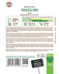 Radieschenpflanze, mit langen Knollen, wächst im Sommer, 12-15 cm hoch, zu ernten zwischen Mai und Juli.