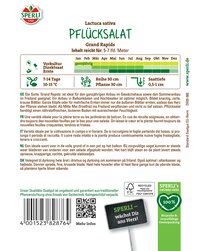 Auf dem Bild ist ein Verpackungsrückseite von Pflücksalat mit Text, Logo und QR-Code.