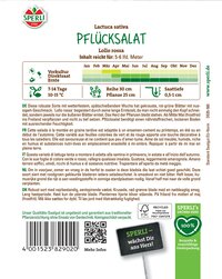 Pfücksalat Lollo rossa, mit roten Blättern, für den Anbau im Frühjahr, Sommer und Herbst.