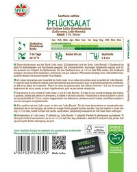 Pfälzersalat mit roten und grünen Lollo-Salat, Wasserwurz und Samen, Verpackung, Barcode, QR-Code, Text.