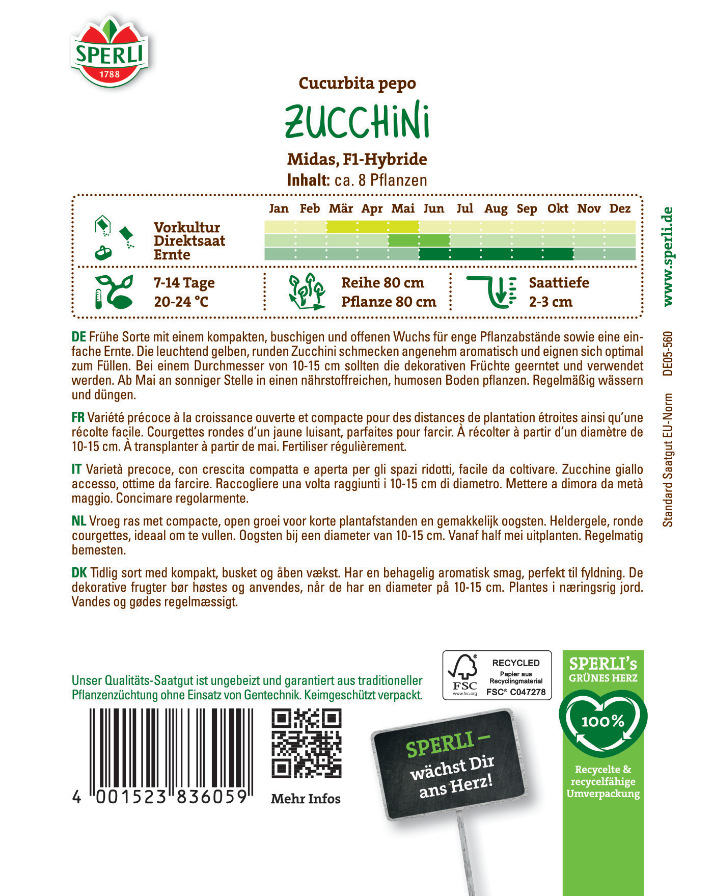 Zucchini Pflanzen, ca. 8 Stück, groß, gelbe, runde Frucht, offen, im Juni bis Oktober, 20-24 Grad.