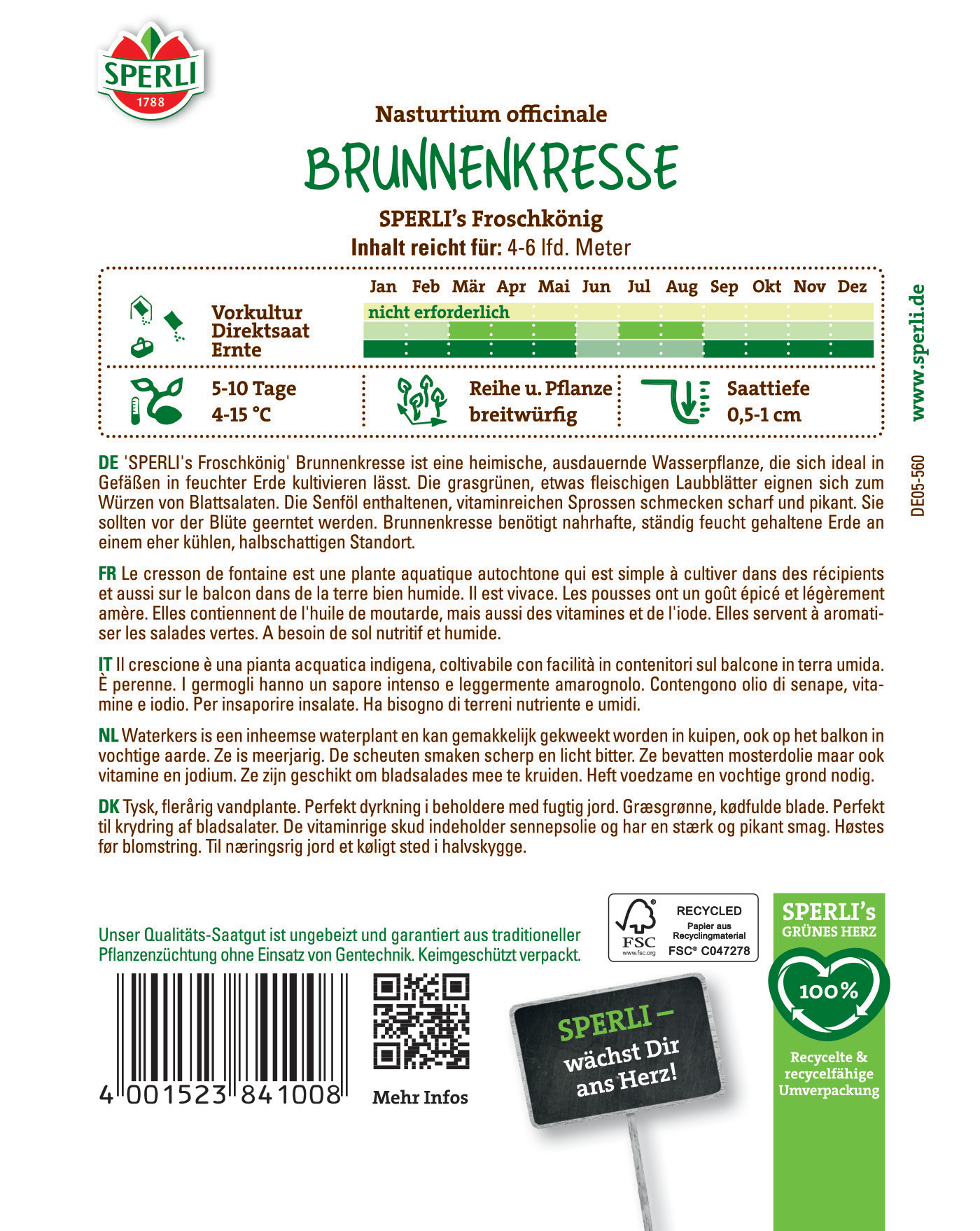 Brunnenkresse, wasserpflanze, grüne Blätter, langsam wachsend, wächst in feuchten Böden, essbar, würzig schmeckend.