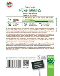 Würz-Tagetes, ca. 100 Pflanzen, vorsichtig, 14-21 Tage, 20-25 °C, bis Mitte Mai im Freiland pflanzen.