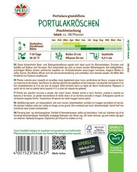 Bunte Portulakröschchen mit Blumen, 100 Pflanzen, Angaben zu Kultur, Temperatur und Standort.