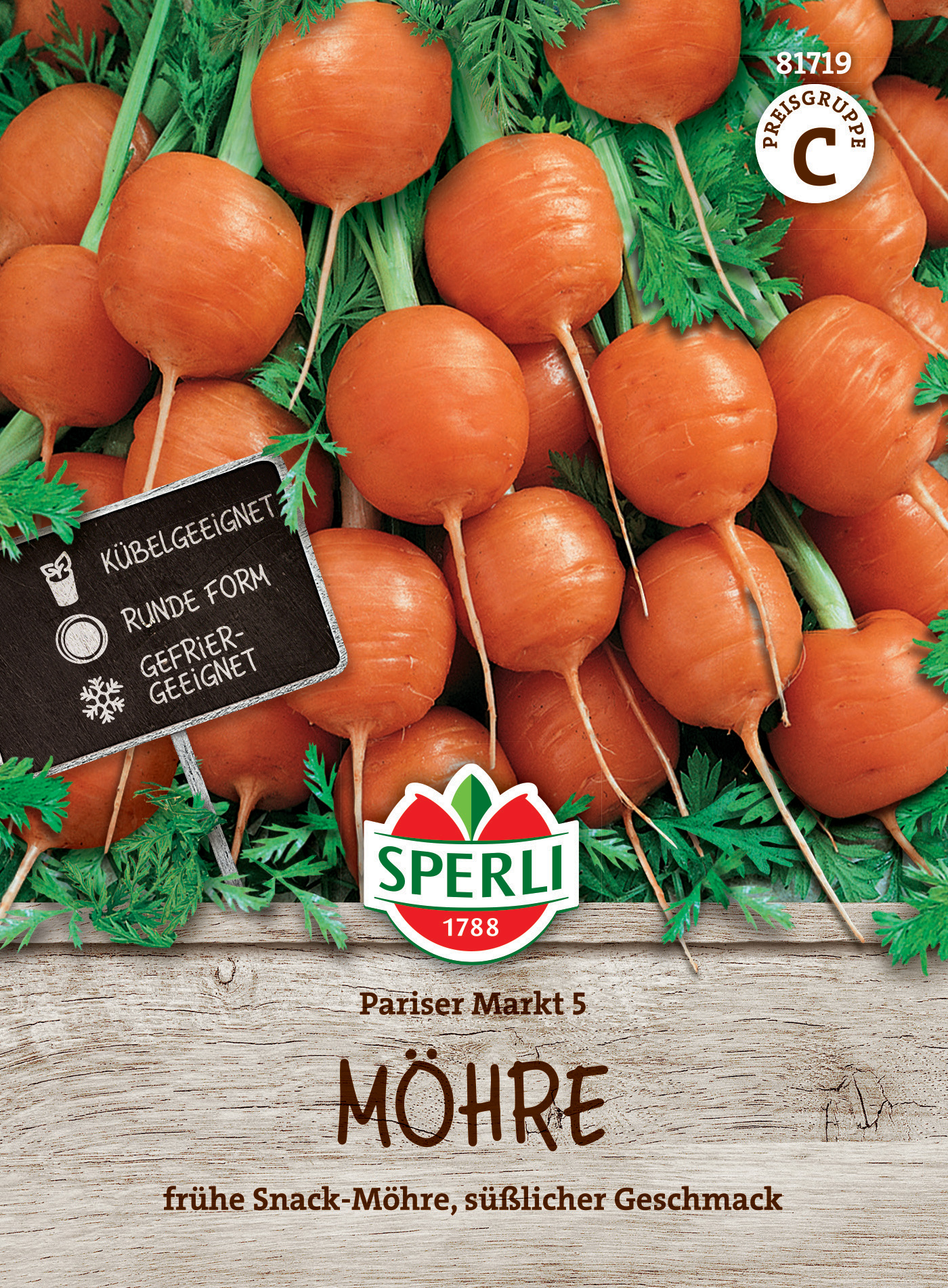 Frühe Snack-Möhren, Orange, rund, geeignet für Kübel, gekühlt, süßer Geschmack