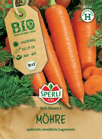 Karotten mit grünem Blattwerk, Packung mit Bio-Label, Sascher, orange, länglich, 24 cm, 2er-Pack, Süßkartoffeln, bewährte Lagerung.